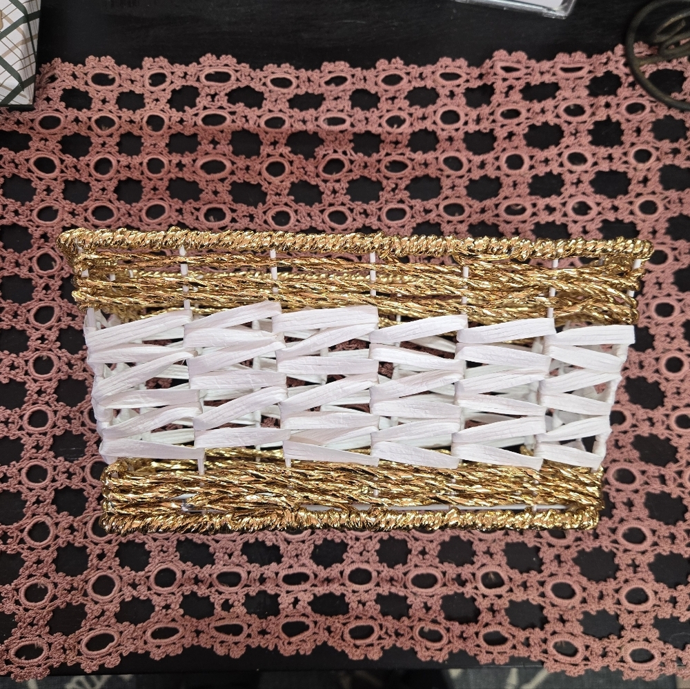 Woven Gold and White Basket